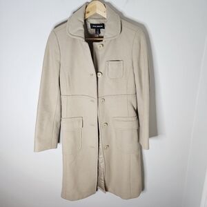 Club Monaco Tan Wool Coat Flap Pockets Fully Lined Women's XS